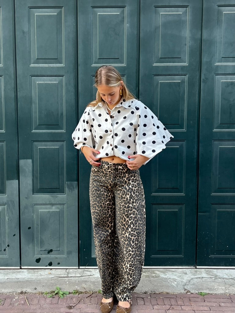Lara barrel jeans panterprint