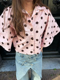 Coco denim blouse polkadot licht roze