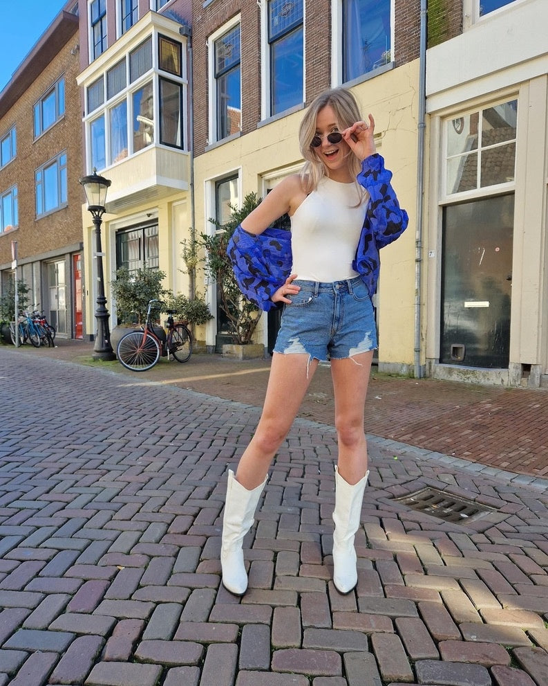 Drew high waisted festival shorts medium blauw