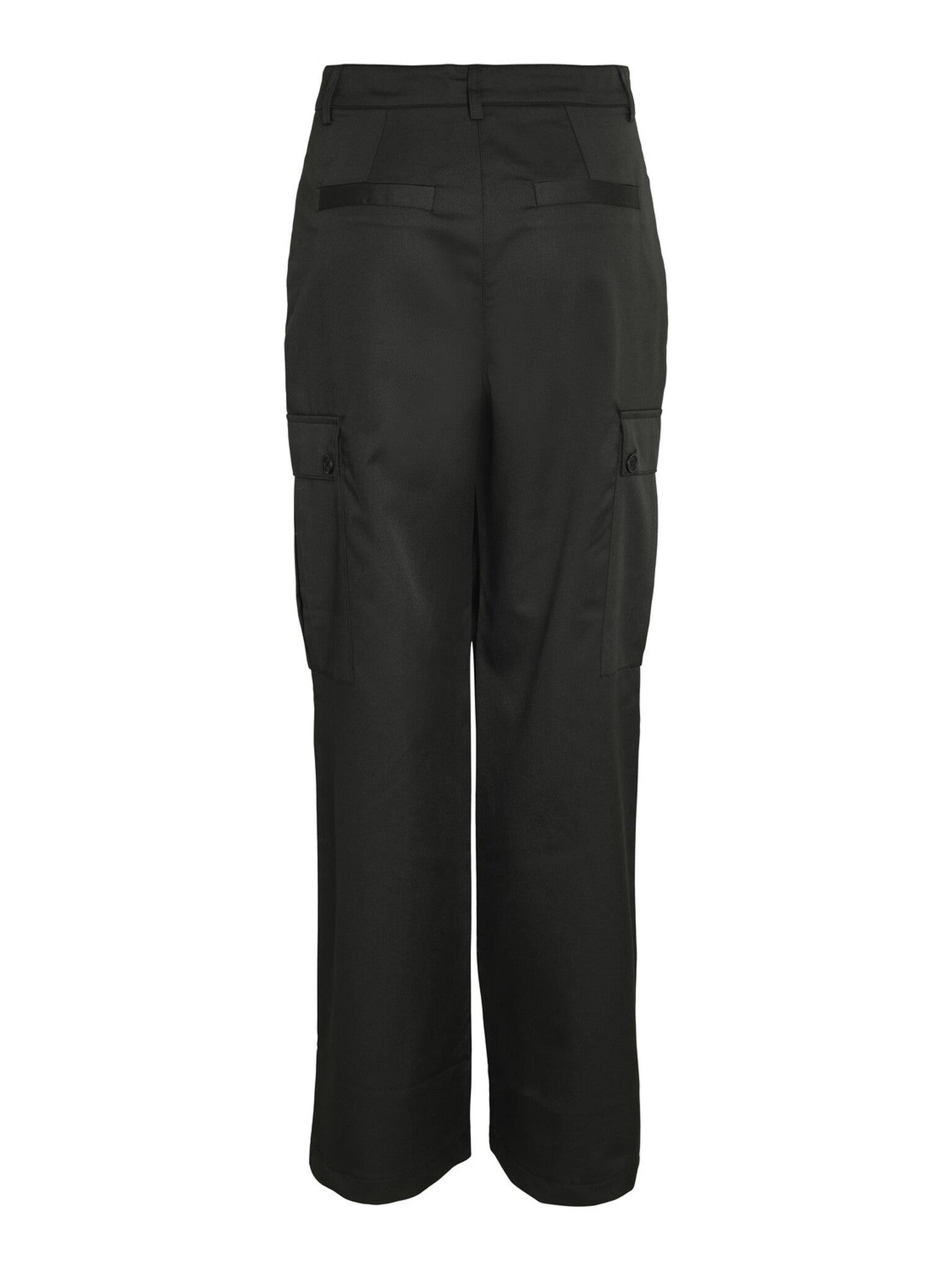 Drewie high waisted wide leg cargo broek zwart