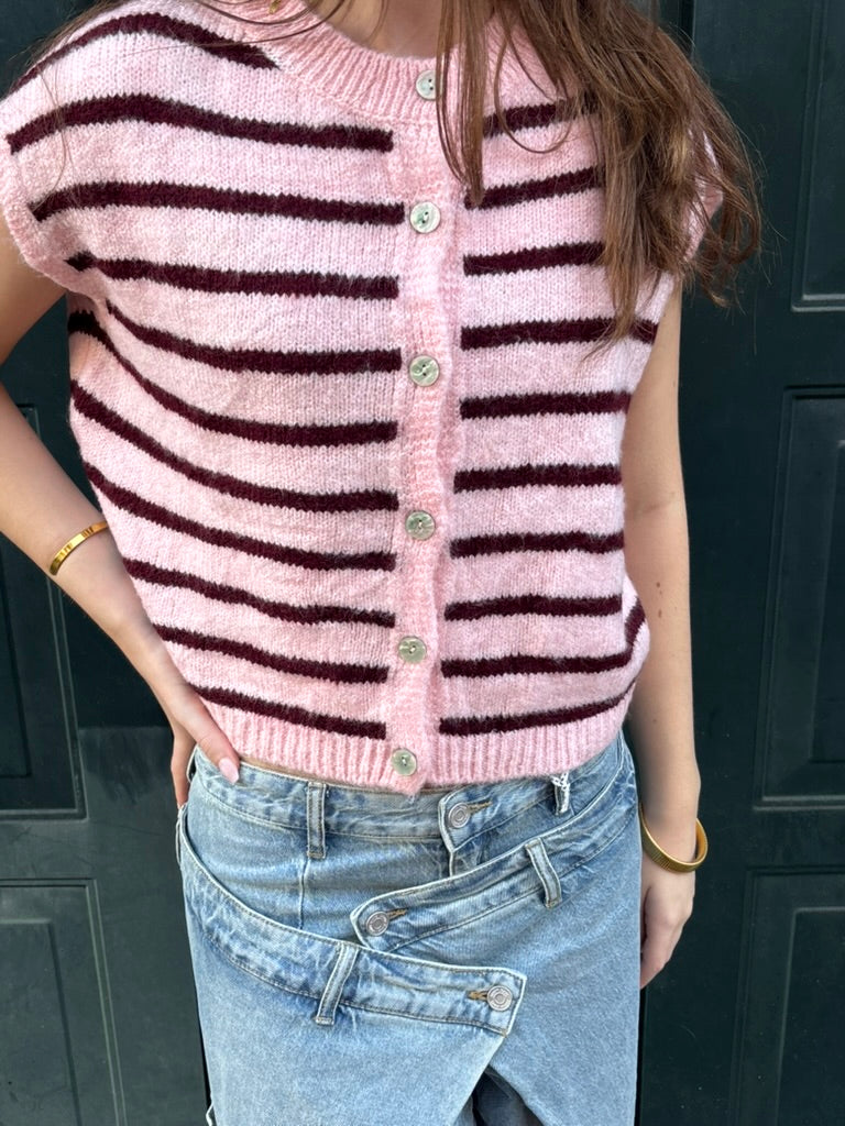 Fien gilet roze/burgundy