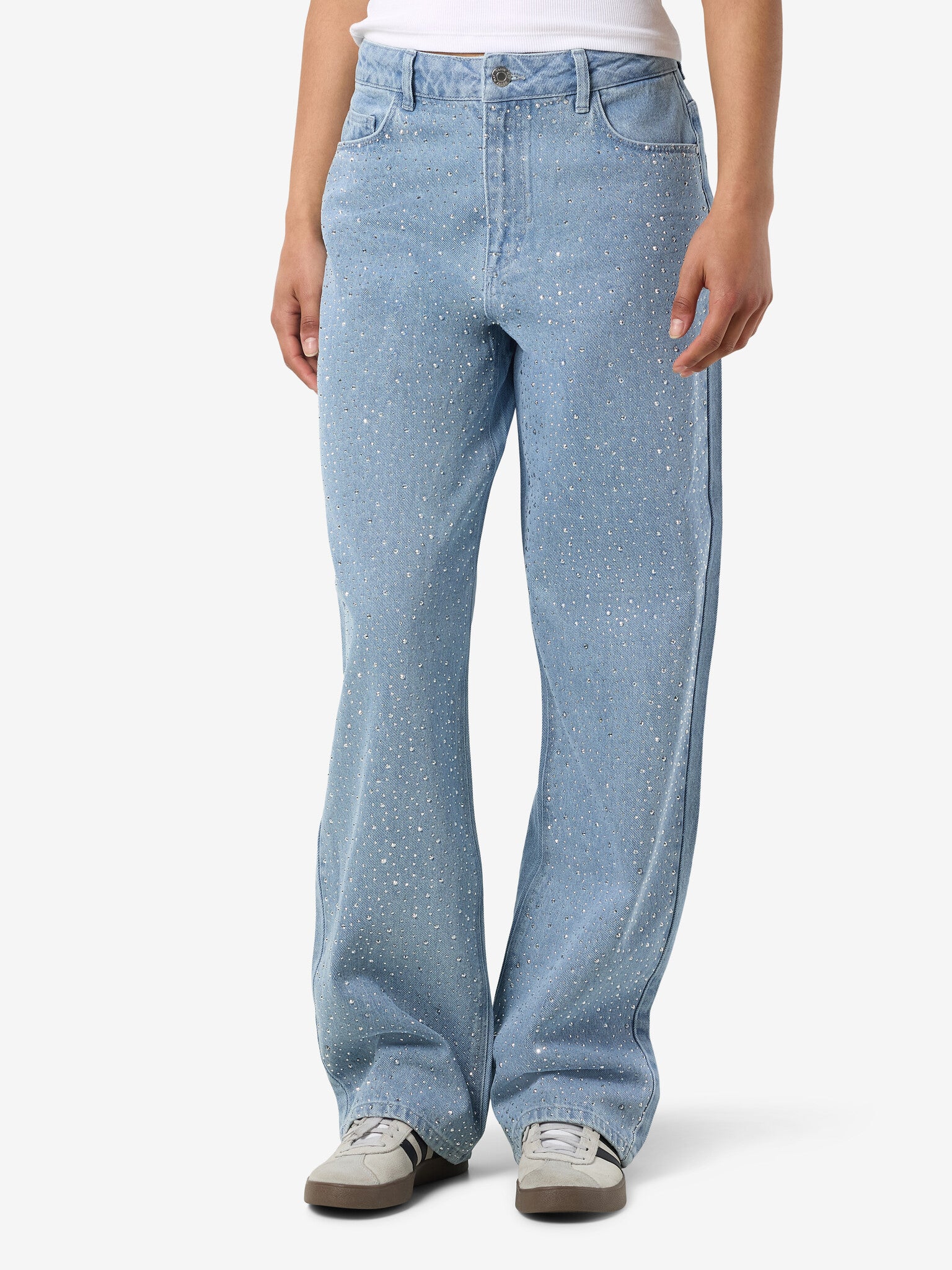 Glitter jeans light blauw