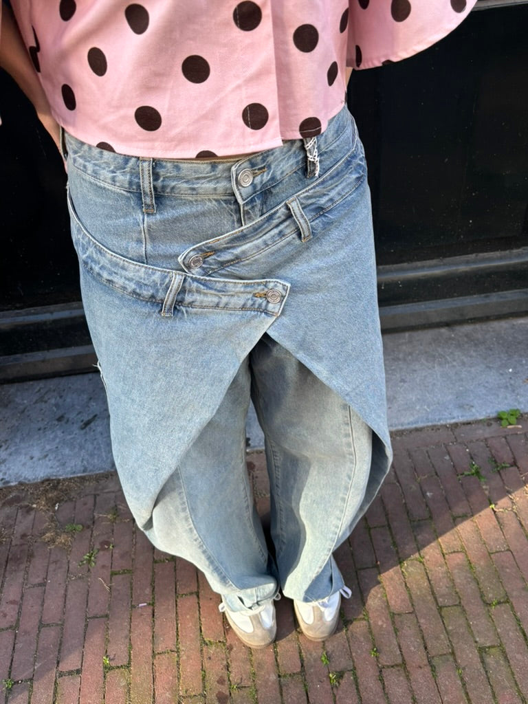 Josephine wide barrel jeans overslag