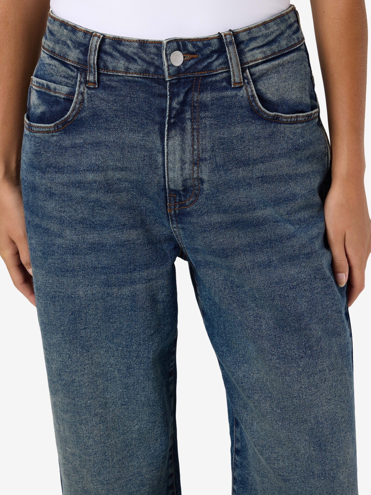Josie washed straight leg jeans medium blauw