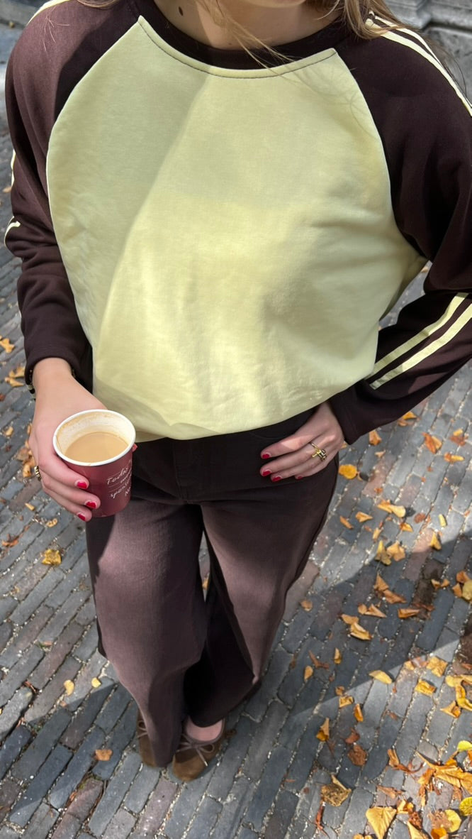 Loes baseball longsleeve geel/bruin