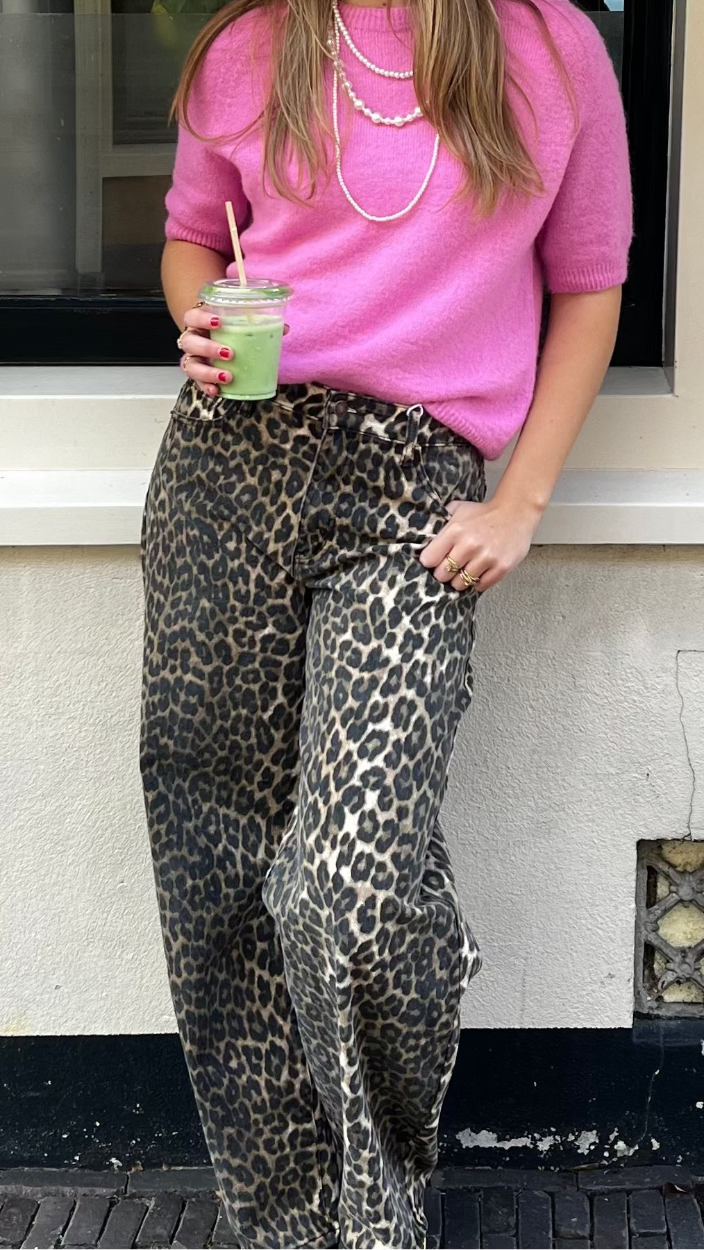 Lara barrel jeans panterprint