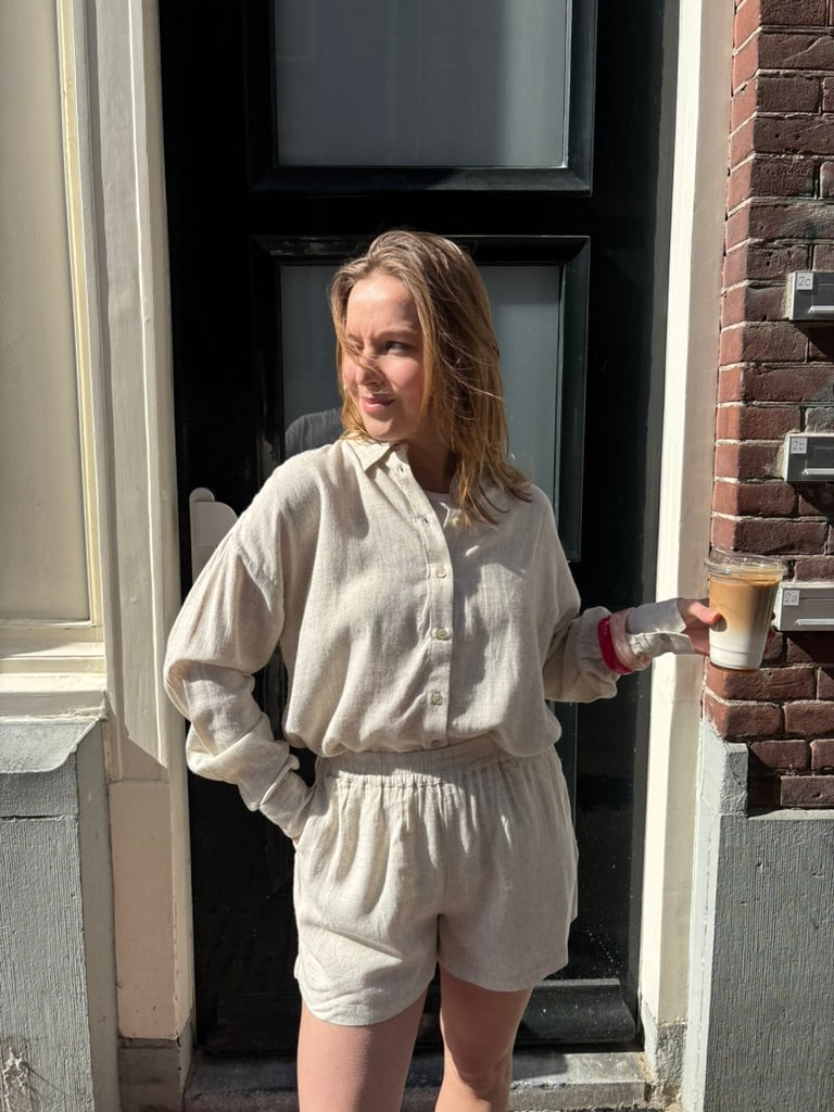 Leila linnen shorts beige