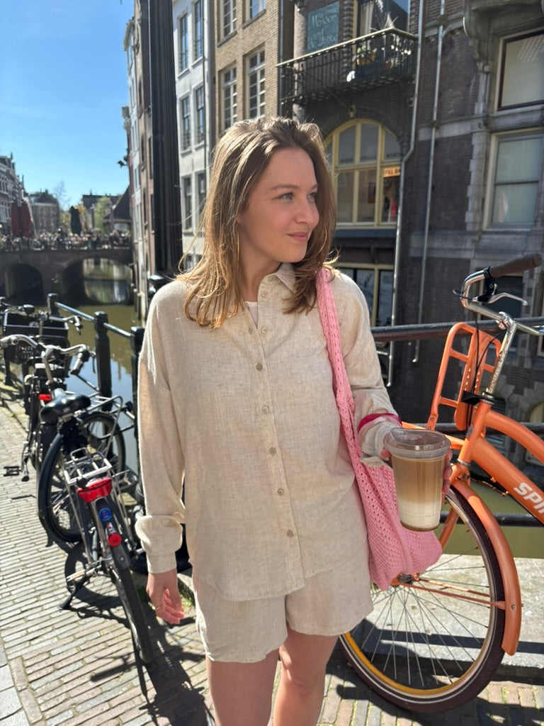 Leila linnen shorts beige