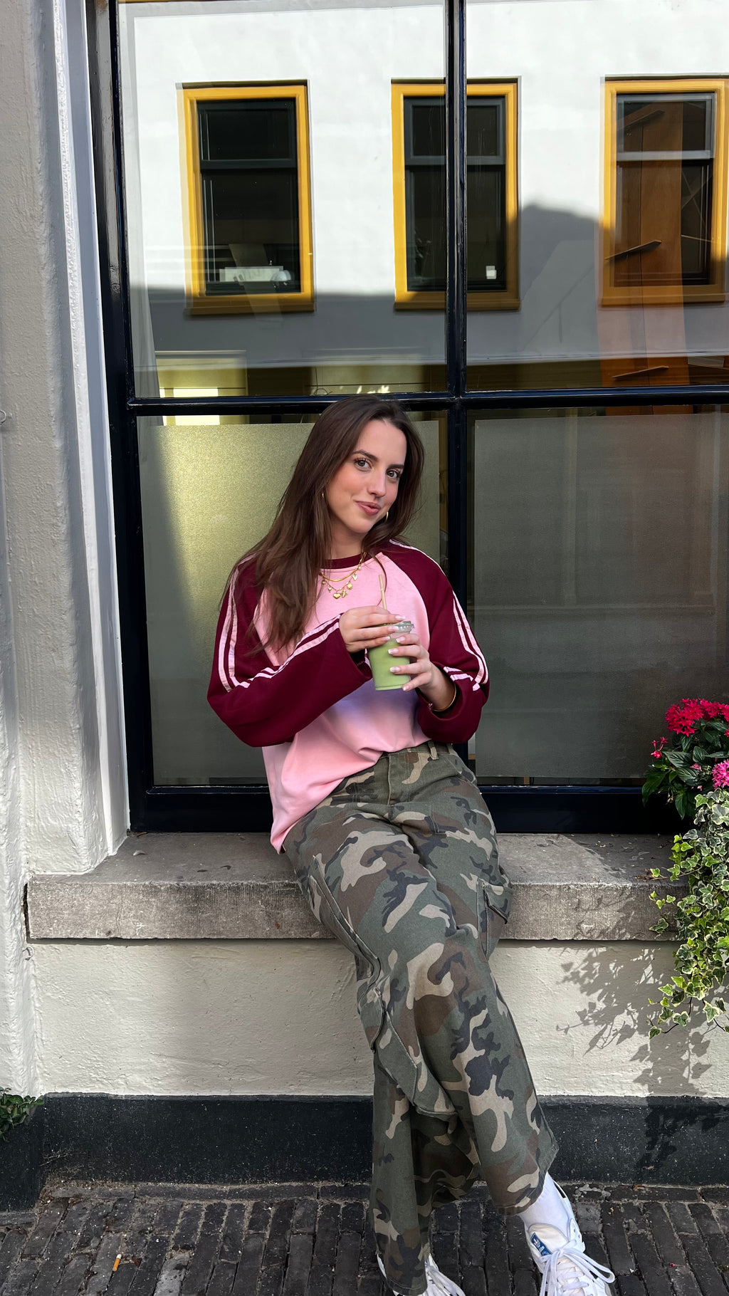 Loes baseball longsleeve roze/burgundy