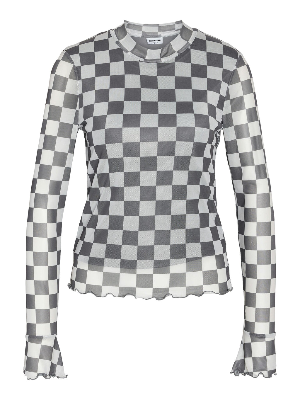 May longsleeve mesh checkered grijs