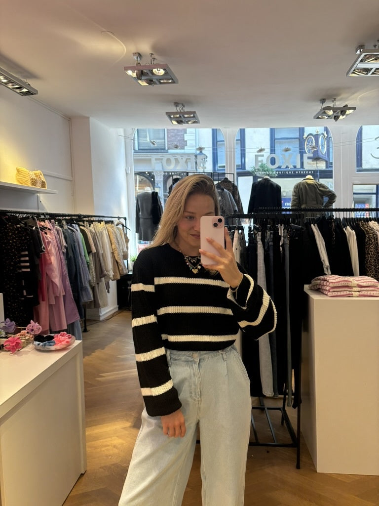 Maysa knit stripe zwart