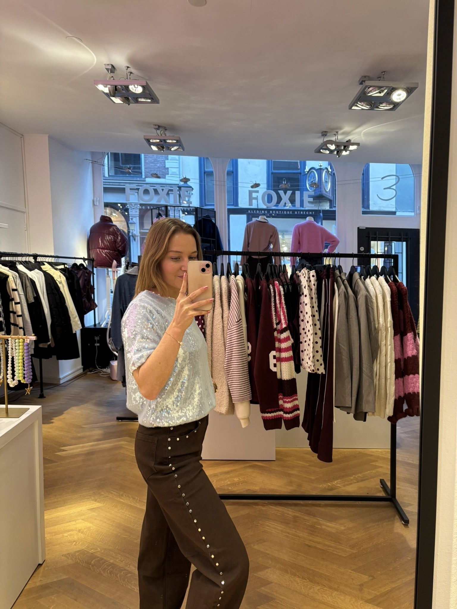 Niara jeans met studs brown