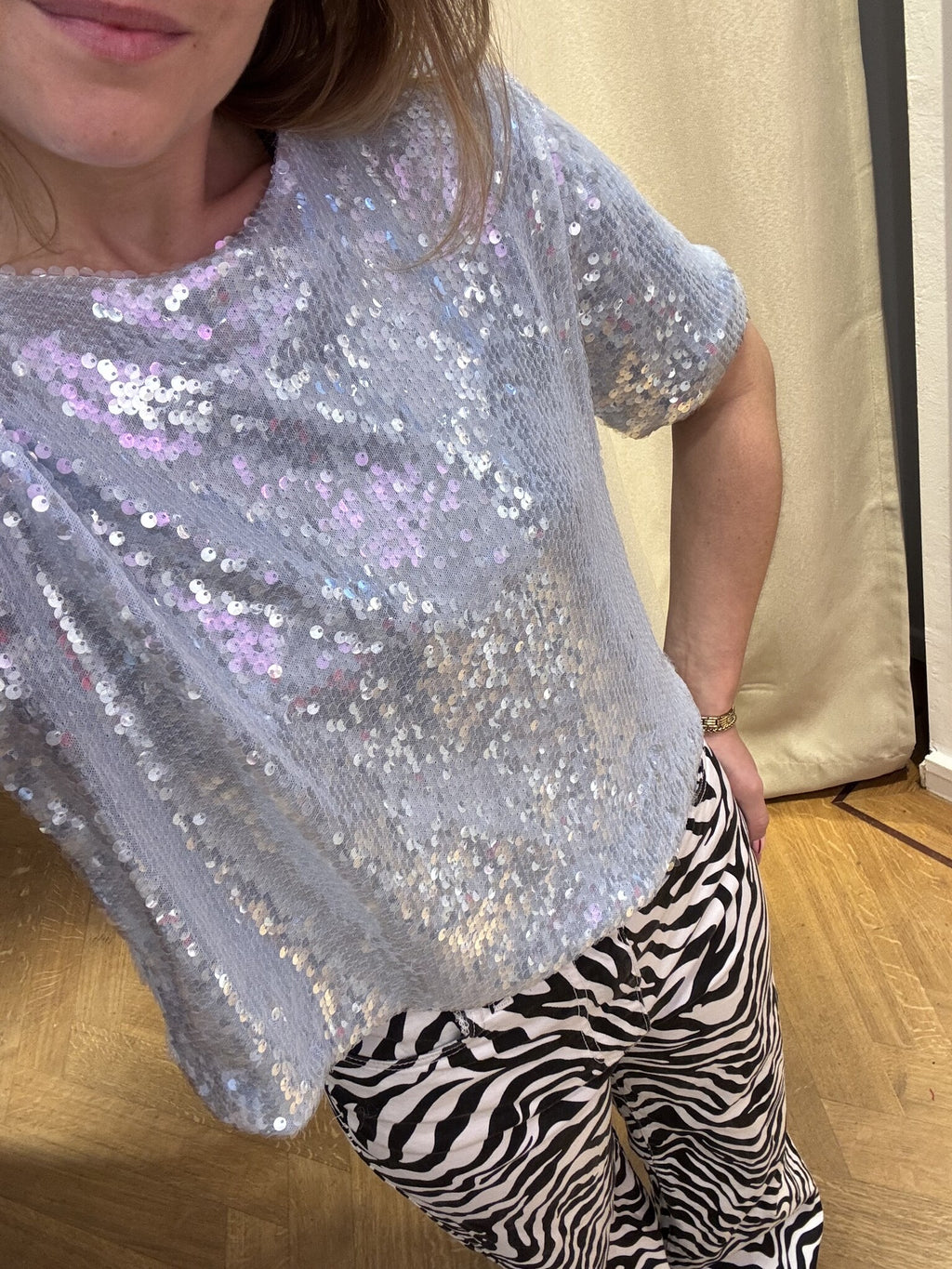 Nira glitter top blauw