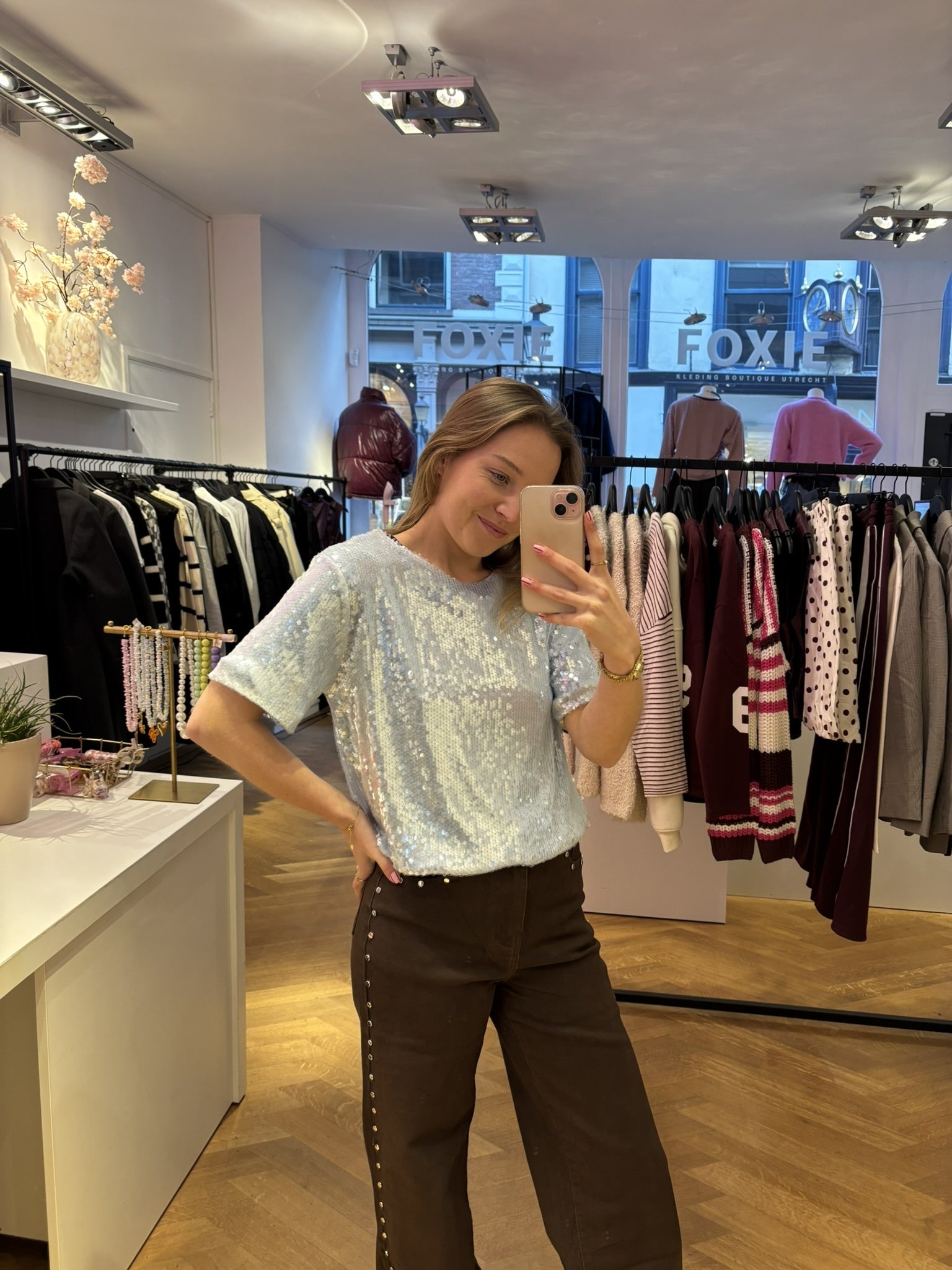 Nira glitter top blauw