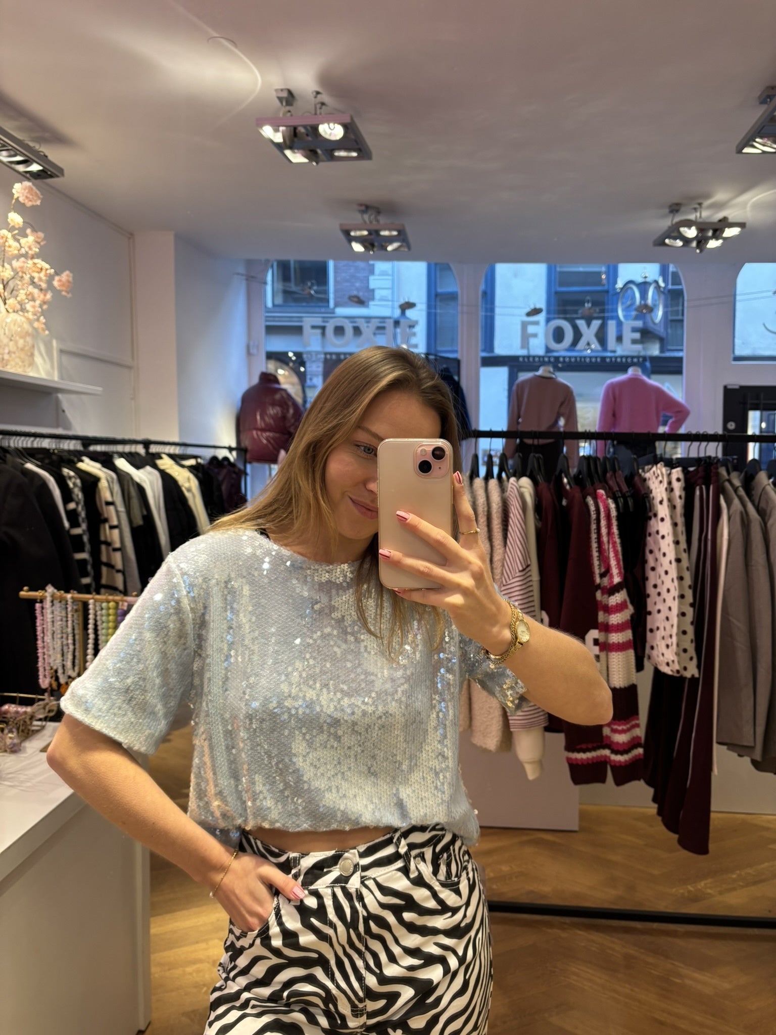 Nira glitter top blauw