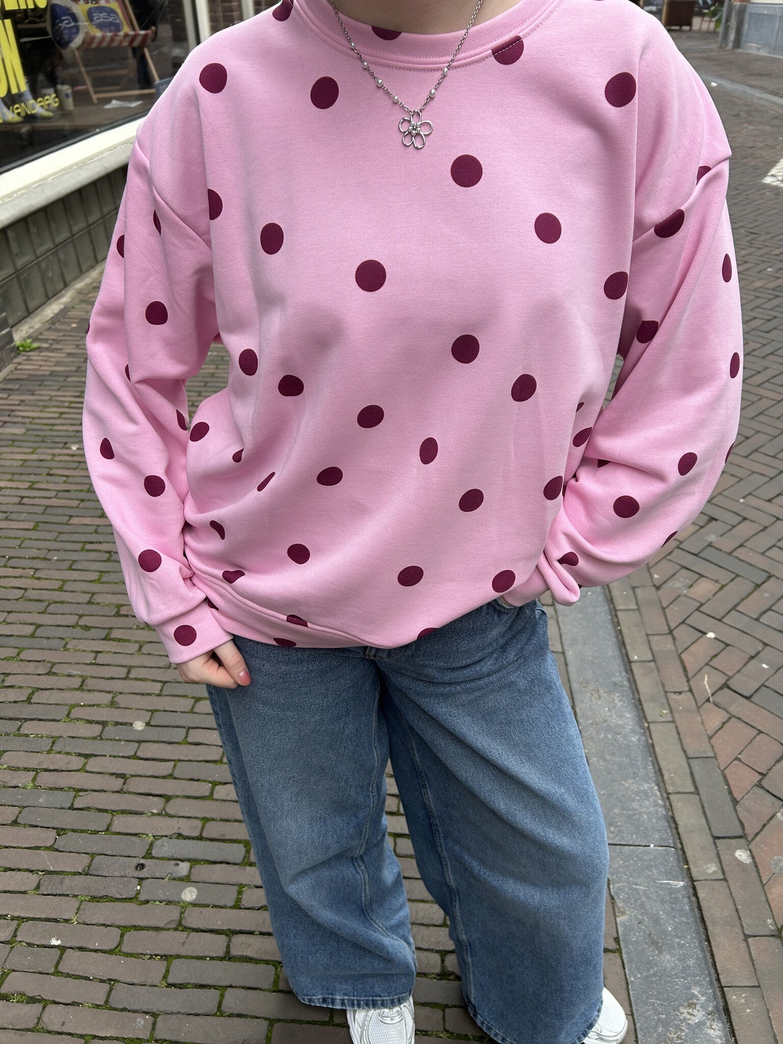 Noëlle sweater polka dot roze