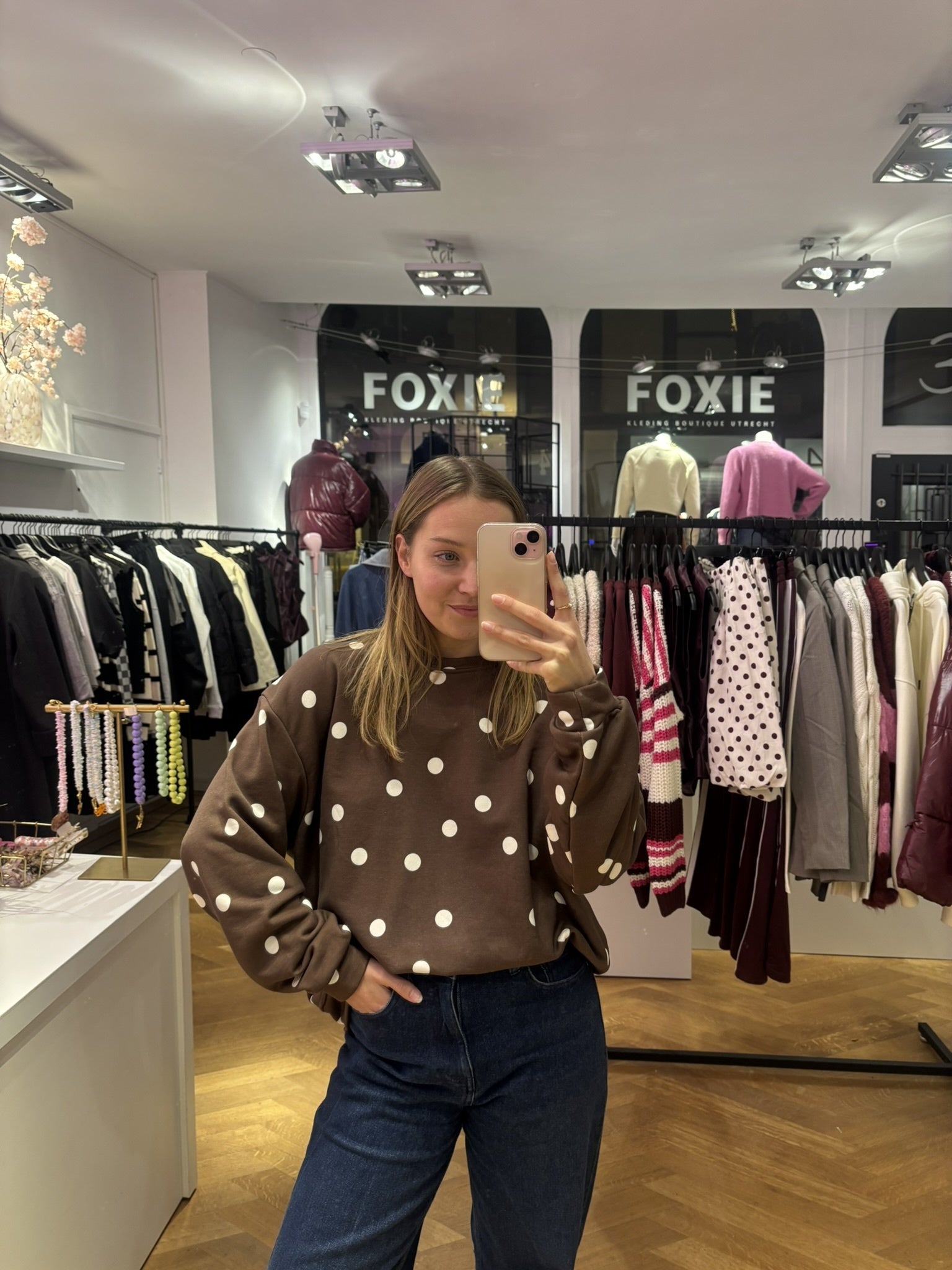 Noëlle sweater polka dot bruin