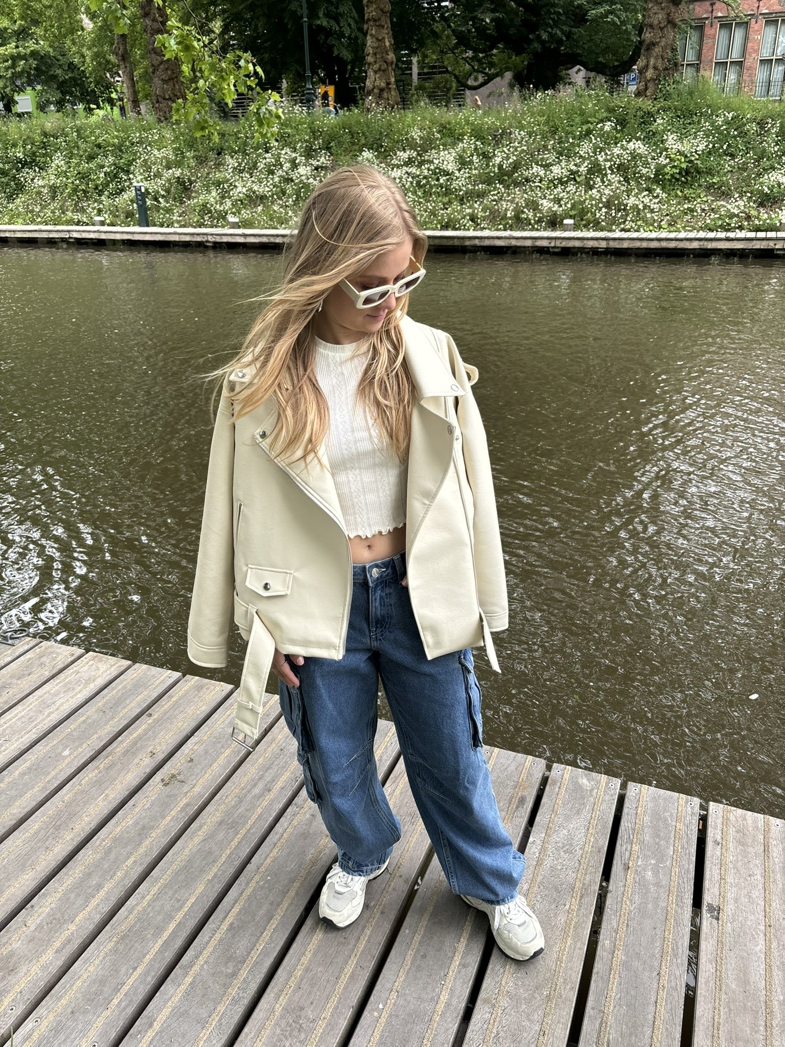 Paulina oversized biker jacket pearled