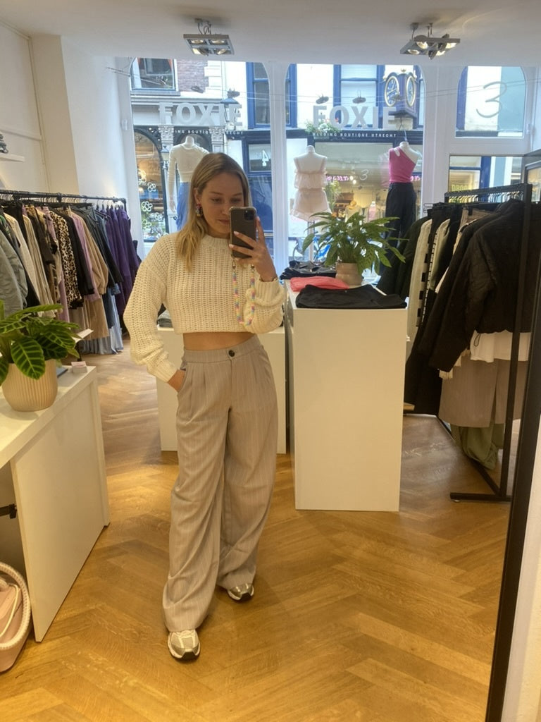 Vera wide leg pantalon light grey